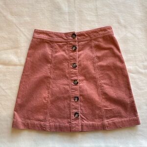 H&M Divided Salmon Corduroy Button Front Skirt
